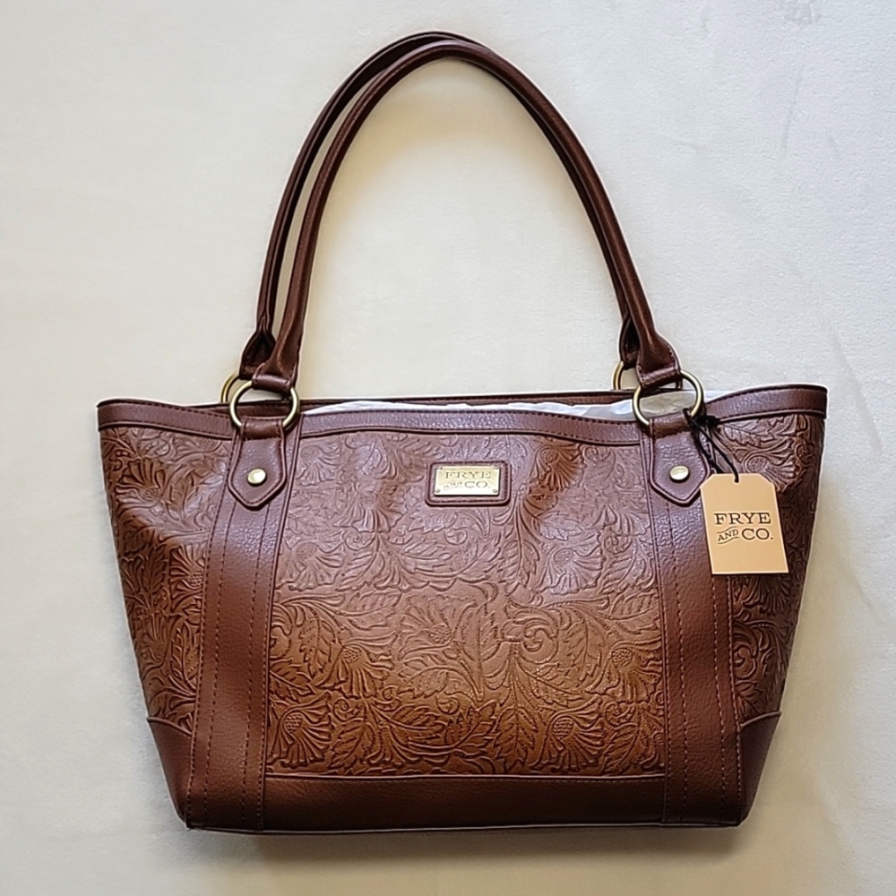 FRYE and Co Embossed Large Shoulder Tote Bag